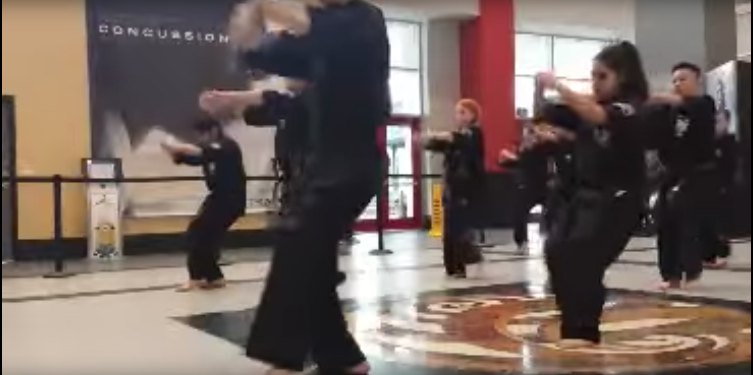 PC_Kenpo Karate Sascha Williams and students performing Short Form #3 in Fresno